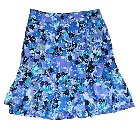 Sunny Leigh Skirt Womens Size 6P 6 Petite Purple Blue Watercolor Chiffon Lined - Picture 7 of 7